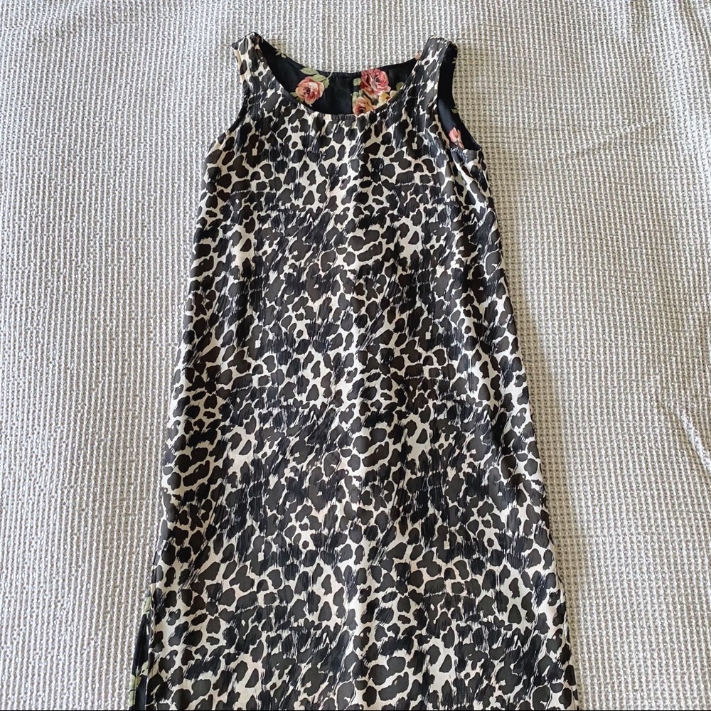 SOLD. Vintage Reversible Floral Leopard Maxi Dress